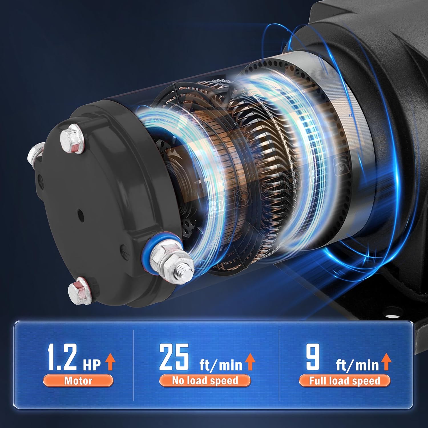 Thumbnail 1 de AC-DK 12V 2000-lb ATV/UTV Electric Winch with Synthetic Rope and Wired Remote
