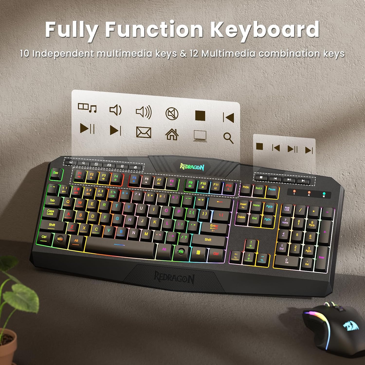 Thumbnail 5 de Redragon S101M-KS wireless keyboard 4800 DPI ⌨