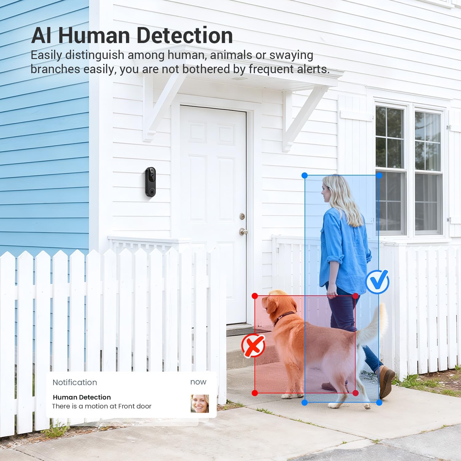 Detalle de ClipBlur Wireless Wi‑Fi Video Doorbell Camera (2.4G Wi‑Fi) with Night Vision, Two‑Way Audio & AI Motion Detection