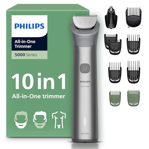 Detalle de Philips Recortadora todo en uno de 10 en 1 Serie 5000 (MG5918/15) – Afeita y recorta rostro, cabeza y cuerpo