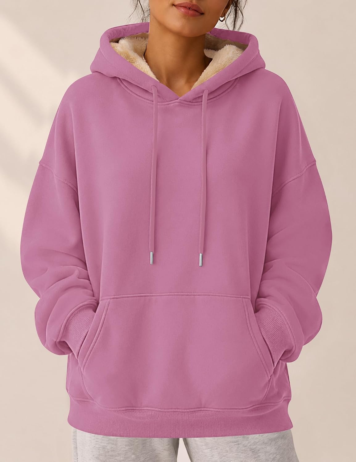 Detalle 2 de LOMON Women's Sherpa-Lined Hoodie, Cotton Shell
