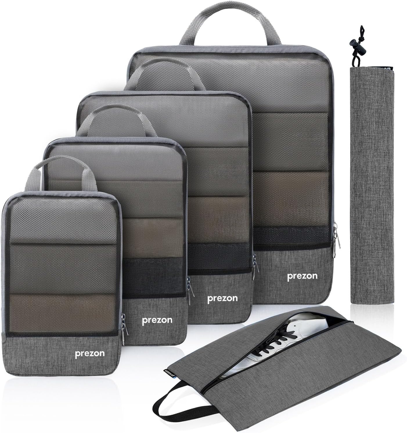 Detalle de Prezon Compression Packing Cubes with Travel Shoes Bag and Laundry Bag – Luggage Organiser Set