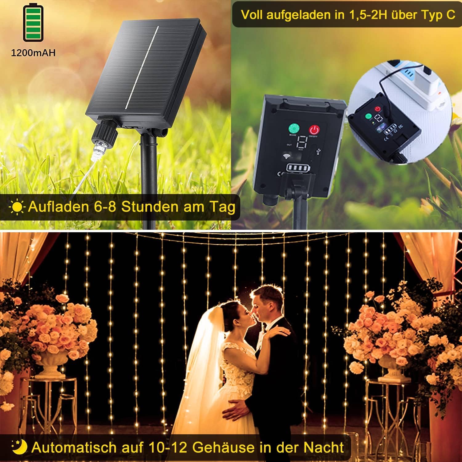 Detalle de Redefun Ghirlanda di luci solari 300 LED 3x3 m