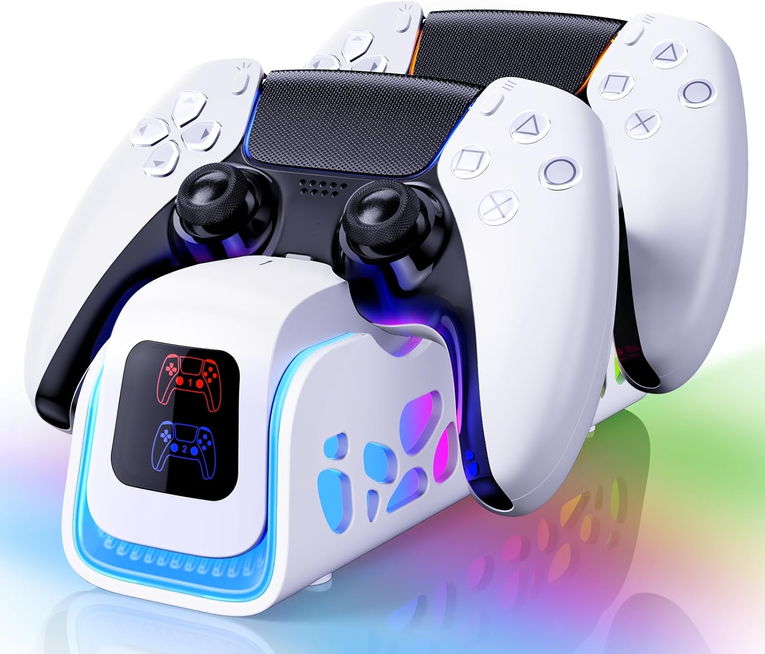 Detalle de PS5 Controller Charger Dual-Sensing Edge Charging Station (6 LED + RGB Modes) for PS5 Slim/Pro