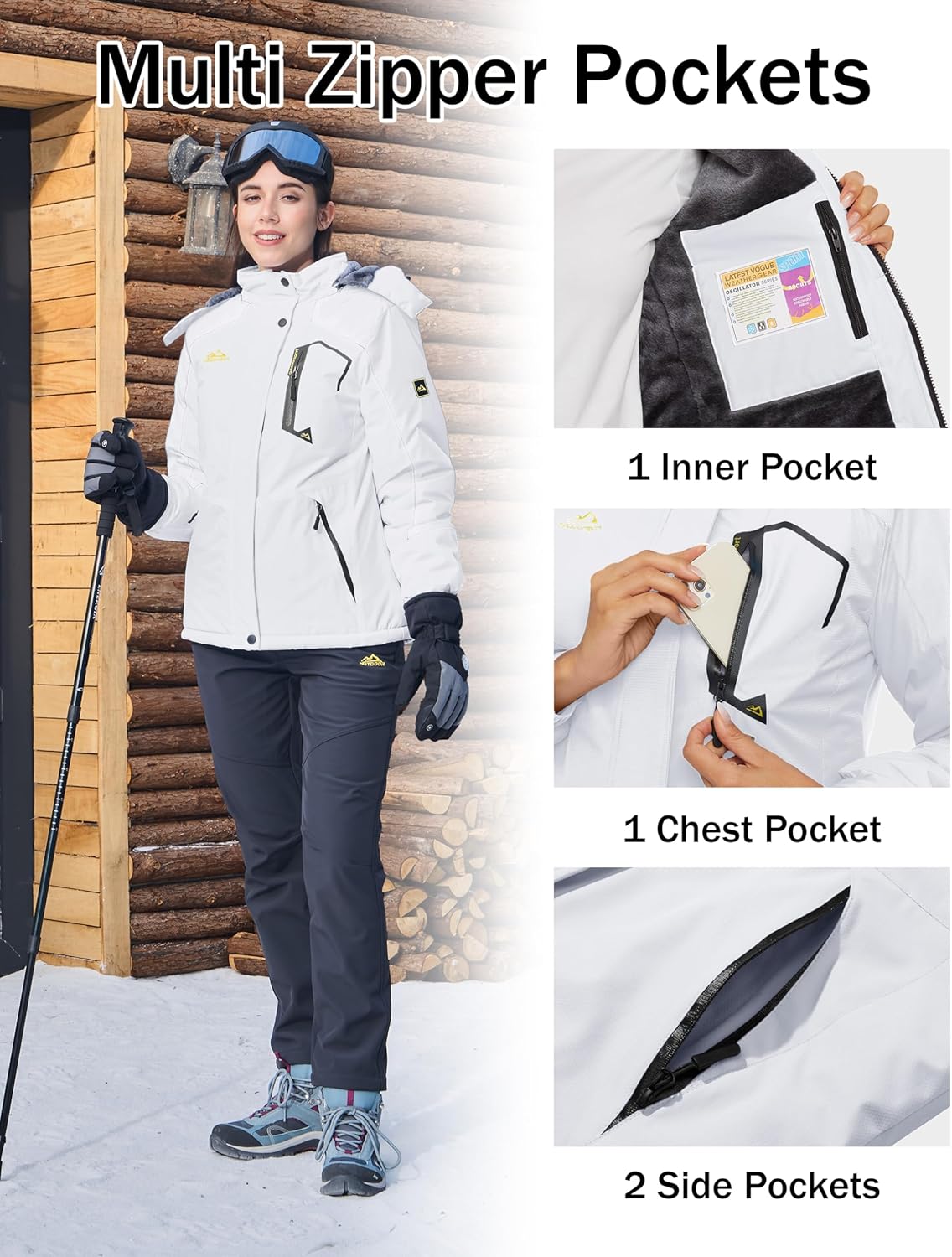 Thumbnail 3 de MAGCOMSEN Womens Ski Jacket 3000mm Waterproof