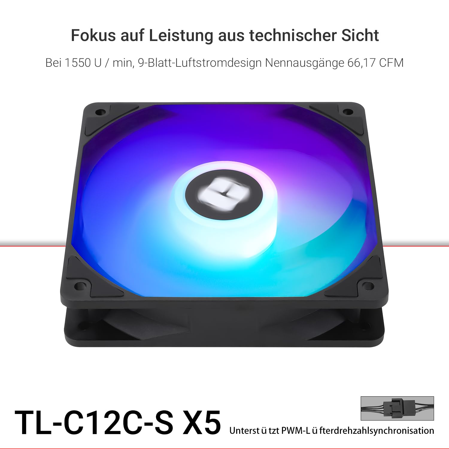 Thumbnail 3 de Thermalright TR-TL-C12C-S X5 120-mm PWM-ARGB-Lüfter (5er-Set) mit 5V-3-Pin-ARGB und 1550 U/min