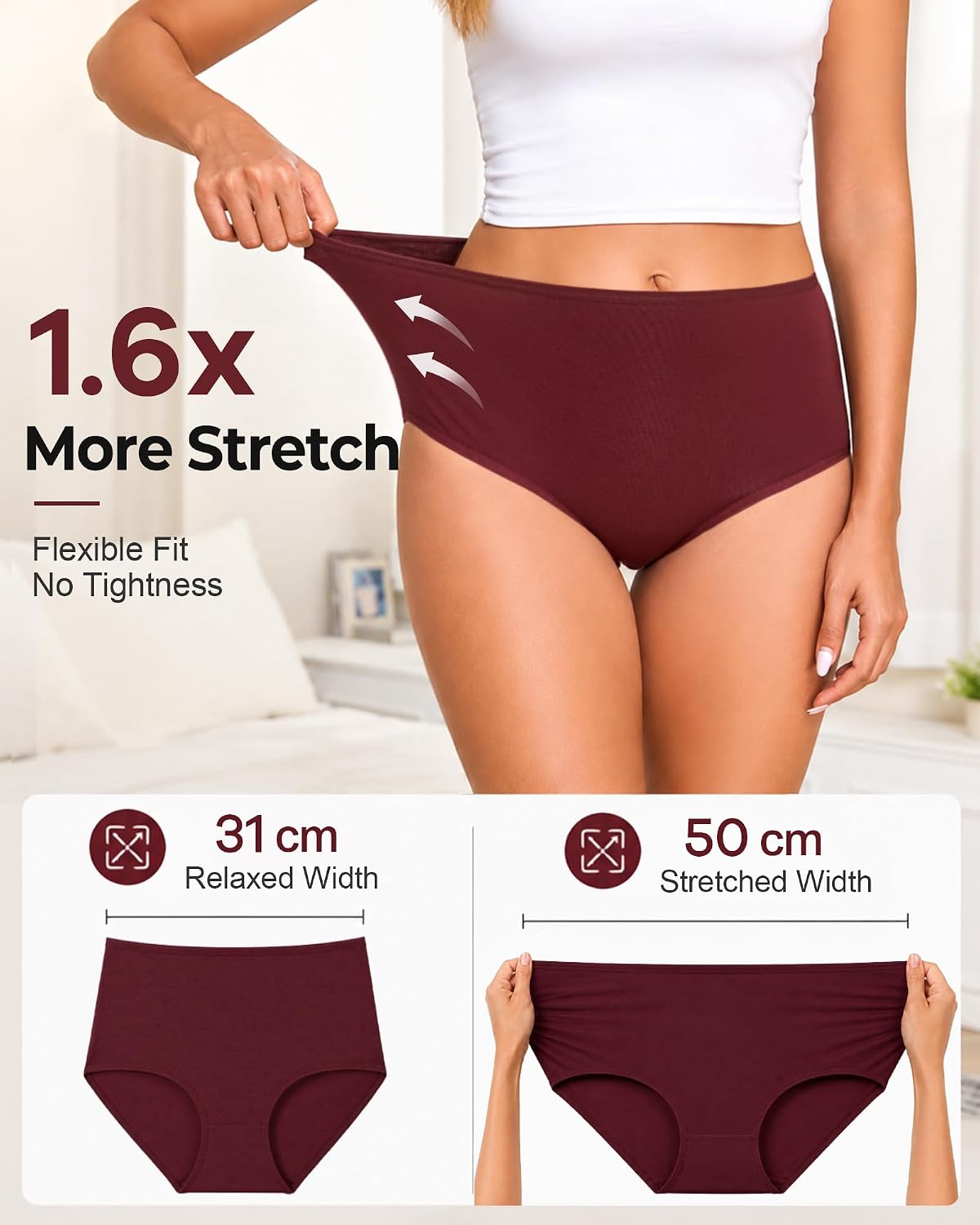 Thumbnail 6 de UNDER THE SEA Cotton High-Waisted Full-Coverage Briefs for Women (5-Pack) in Plus Sizes