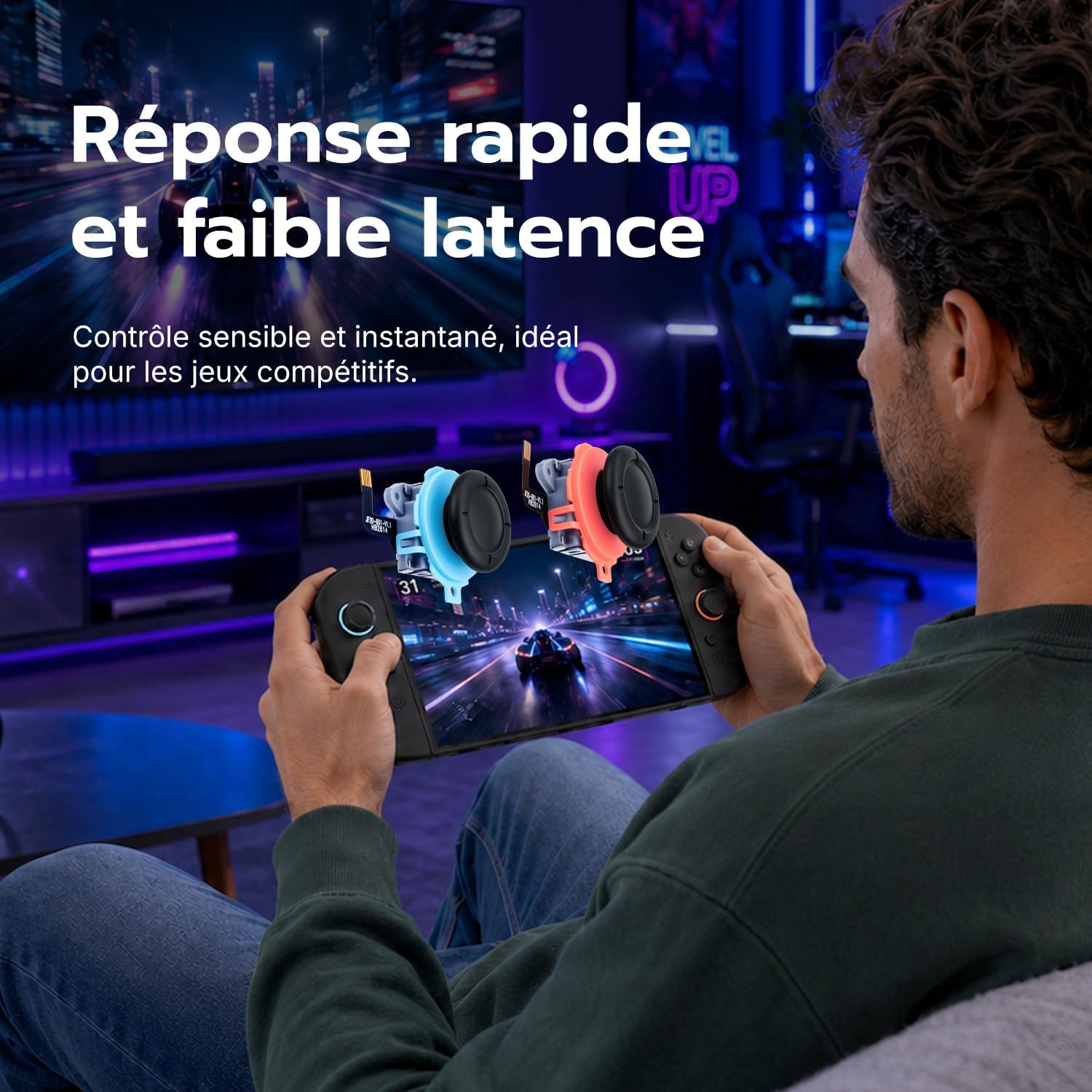 Detalle de Wigearss TMR Joysticks Électromagnétiques pour Nintendo Switch 2 – Kit de réparation avec capuchons et outils