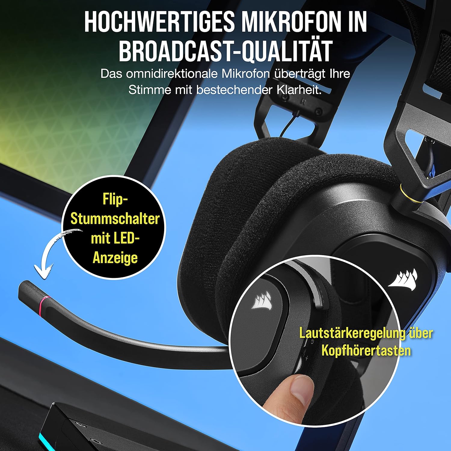 Thumbnail 6 de Corsair HS80 RGB Wireless Gaming-Headset (Dolby Atmos, iCUE, kabellos) – Carbon