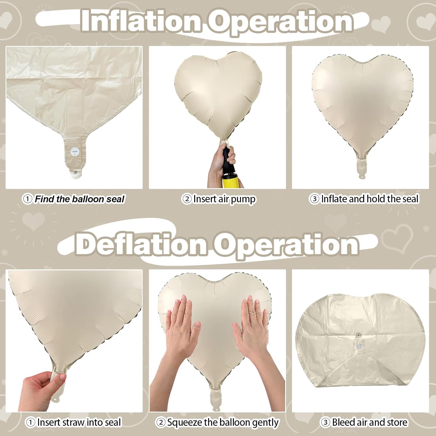 Thumbnail 5 de Blue Cream Heart Foil Balloons, 12Pcs 18-Inch Heart Shaped Mylar Balloons for Boho Birthdays, Baby Shower, Wedding