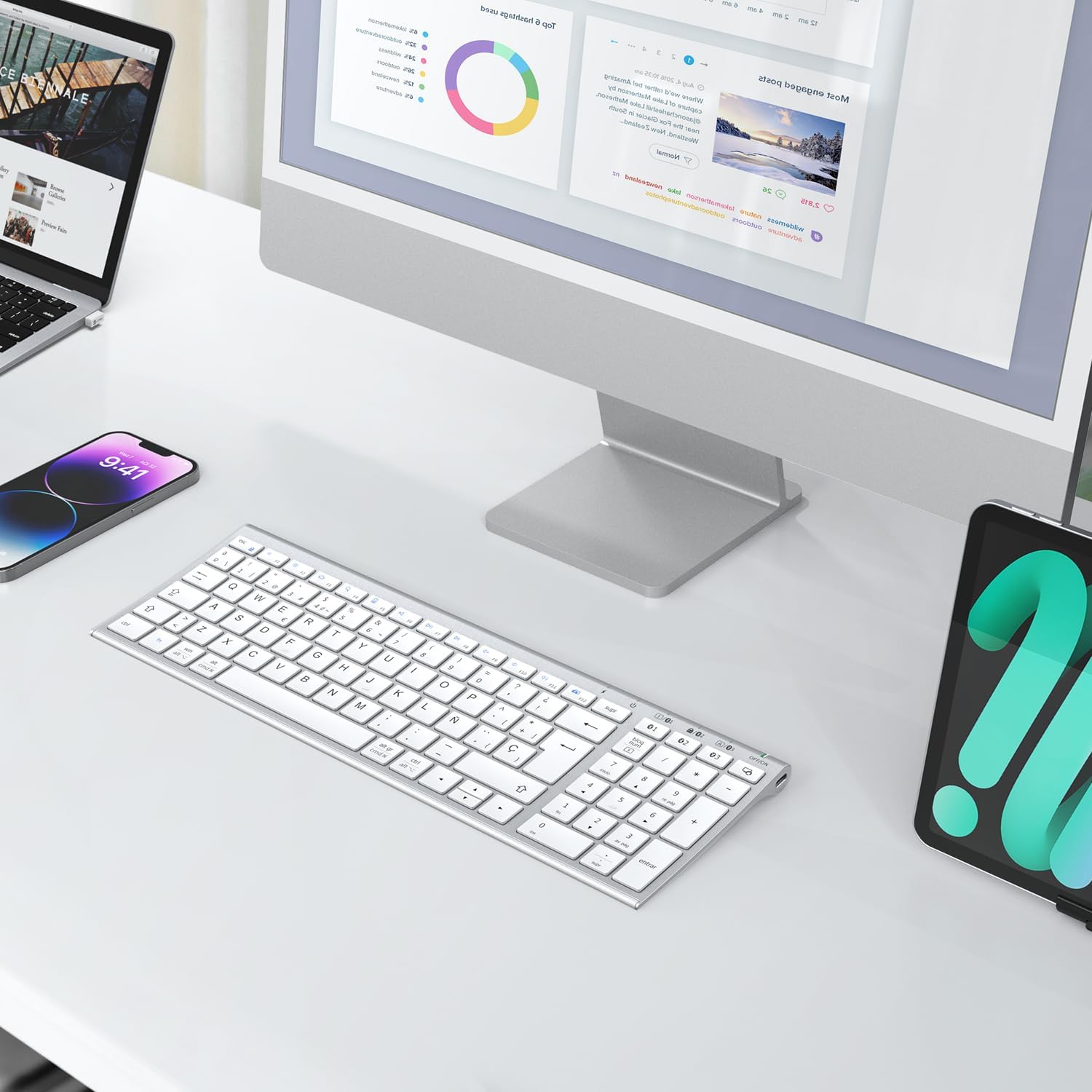 Thumbnail 7 de iClever Teclado Bluetooth BK10, Inalámbrico Multi Dispositivo 🖥