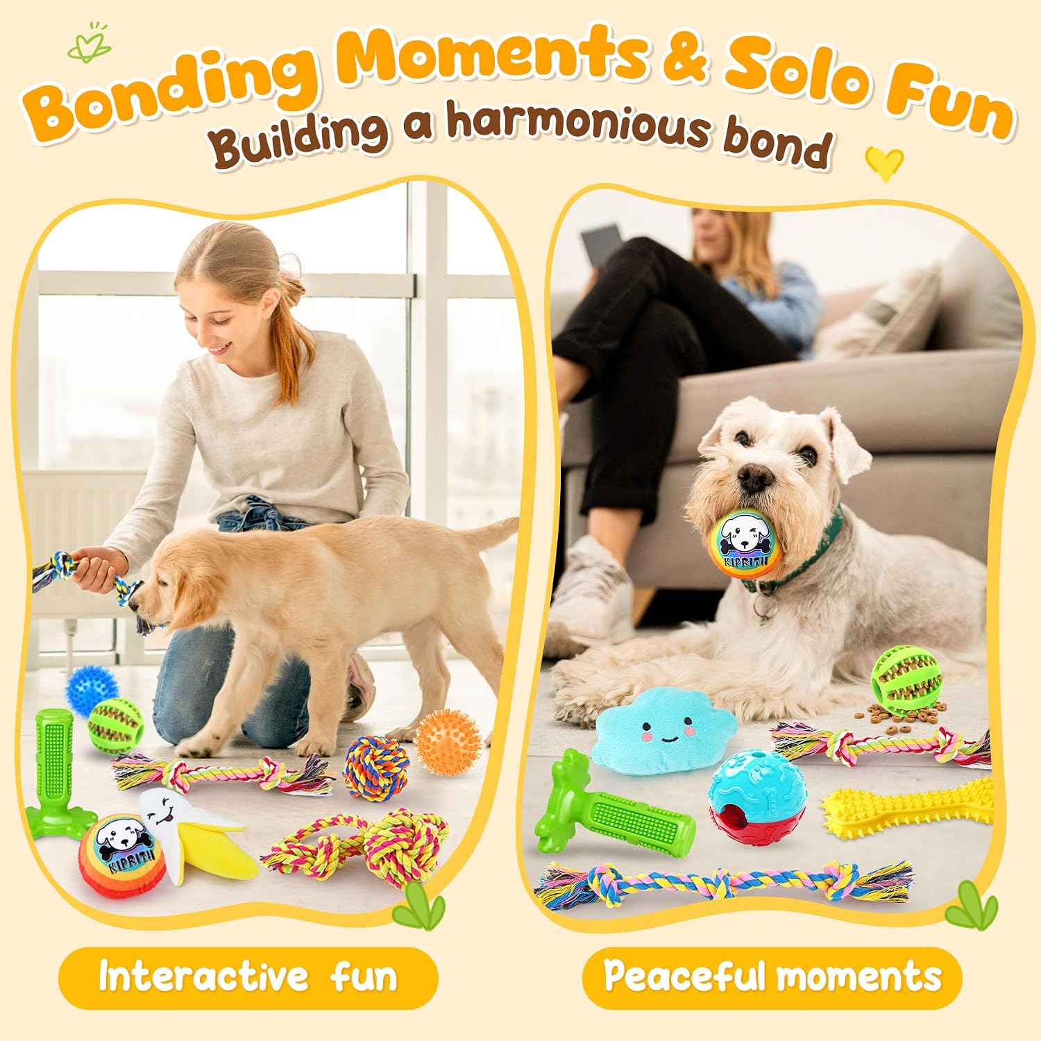 Detalle 2 de KIPRITII KPCT1MX5 25-Piece Dog Toy Set with Rope, Plush, and Treat Balls