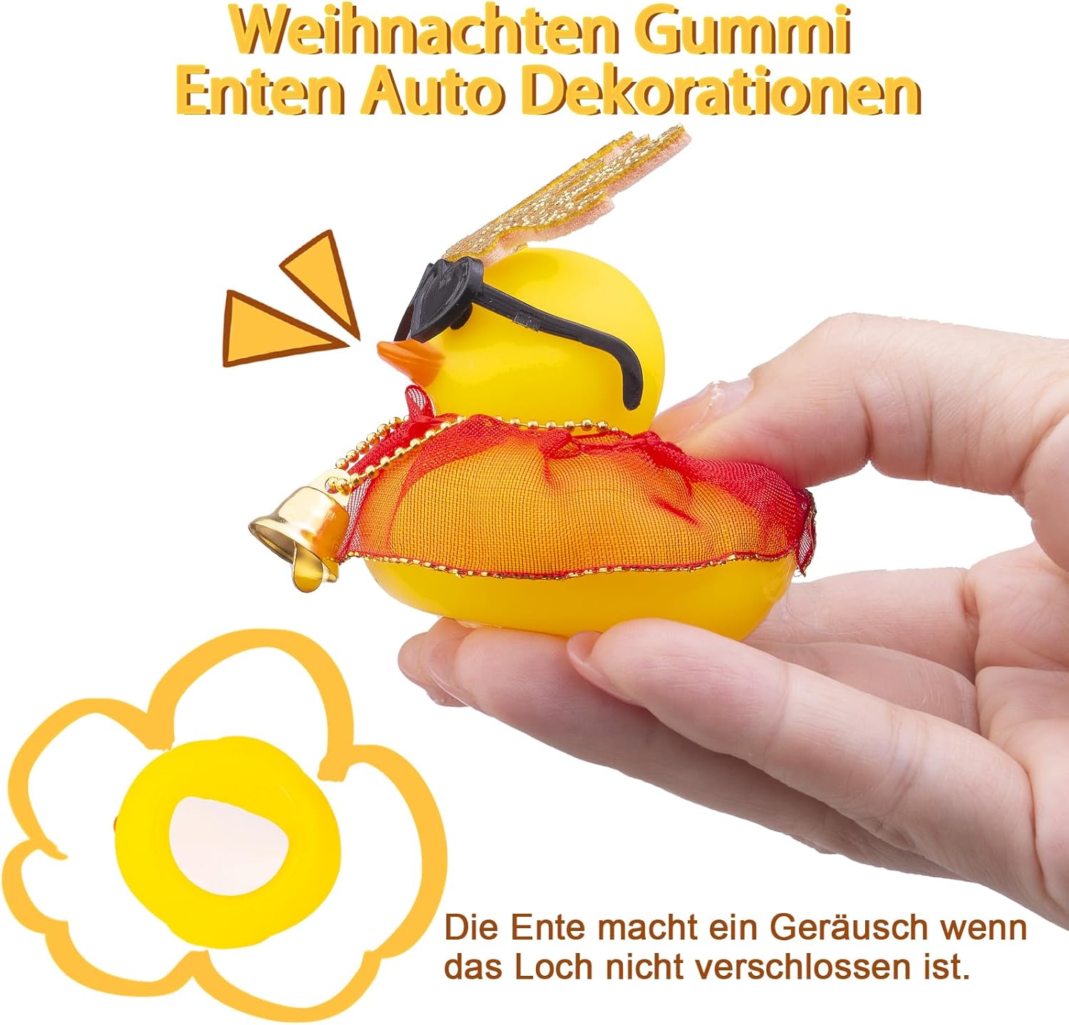 Thumbnail 3 de Mwmoeen Weihnachts-Gummi-Enten für Auto & Deko, 2er-Set (mit Spitzenkleid, Mini-Geweih & Sonnenbrille)
