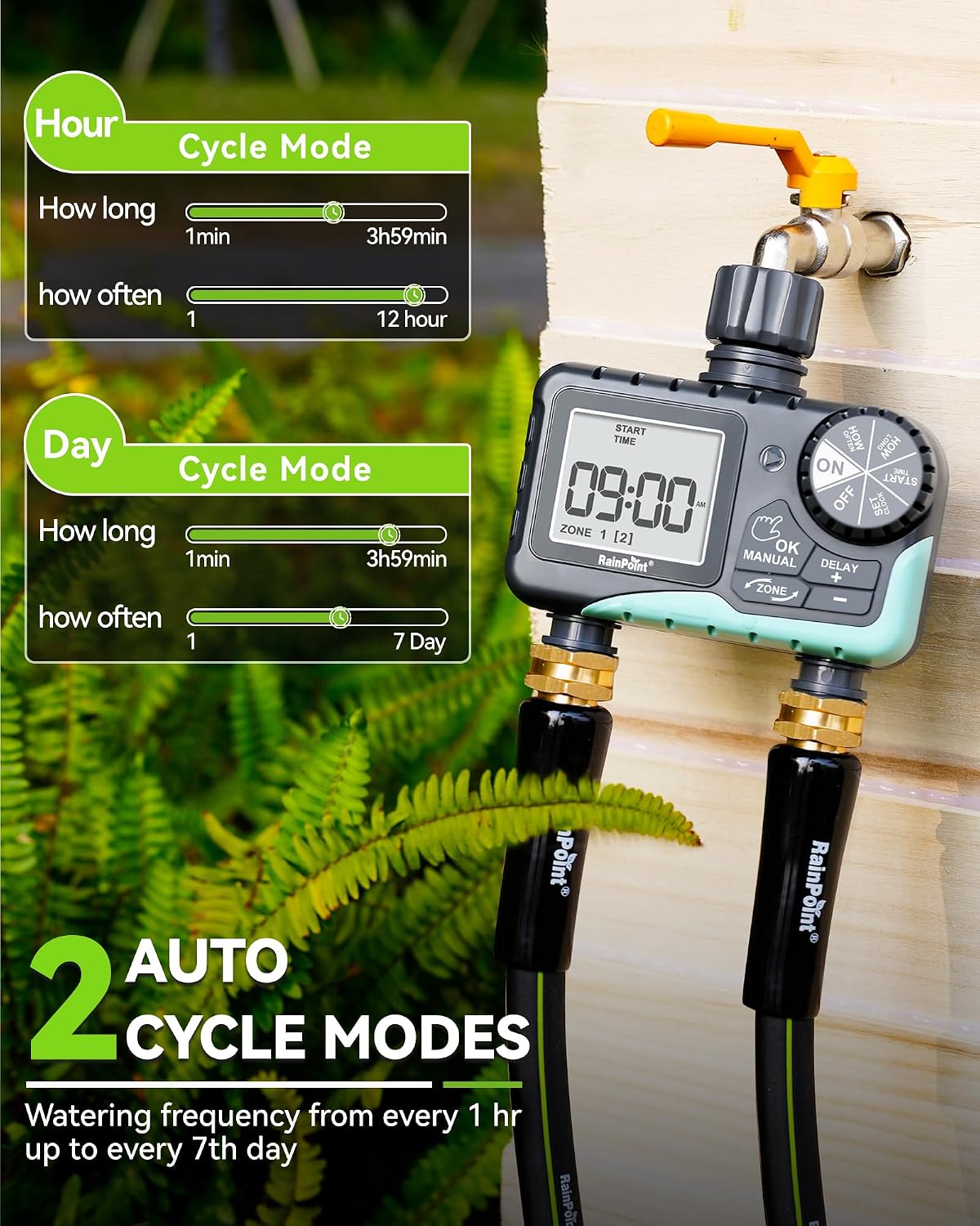 Detalle de RAINPOINT Garden Hose Timer, 2-Zone