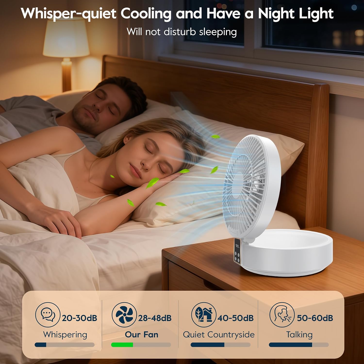 Thumbnail 4 de Ventilatore da Tavolo Potente Silenzioso con Luce LED e Telecomando – USB Ricaricabile