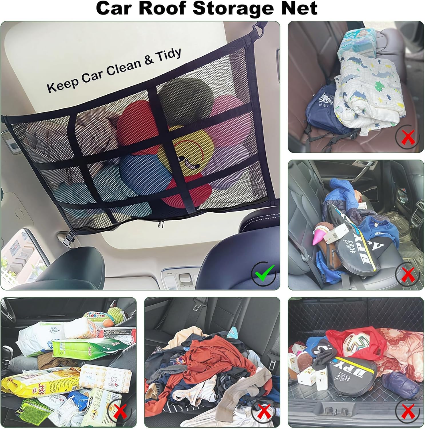 Detalle de ViMOQi Double Layer Cargo Net for Van & Car Roof Storage (90 x 65 cm) — Foldable organiser