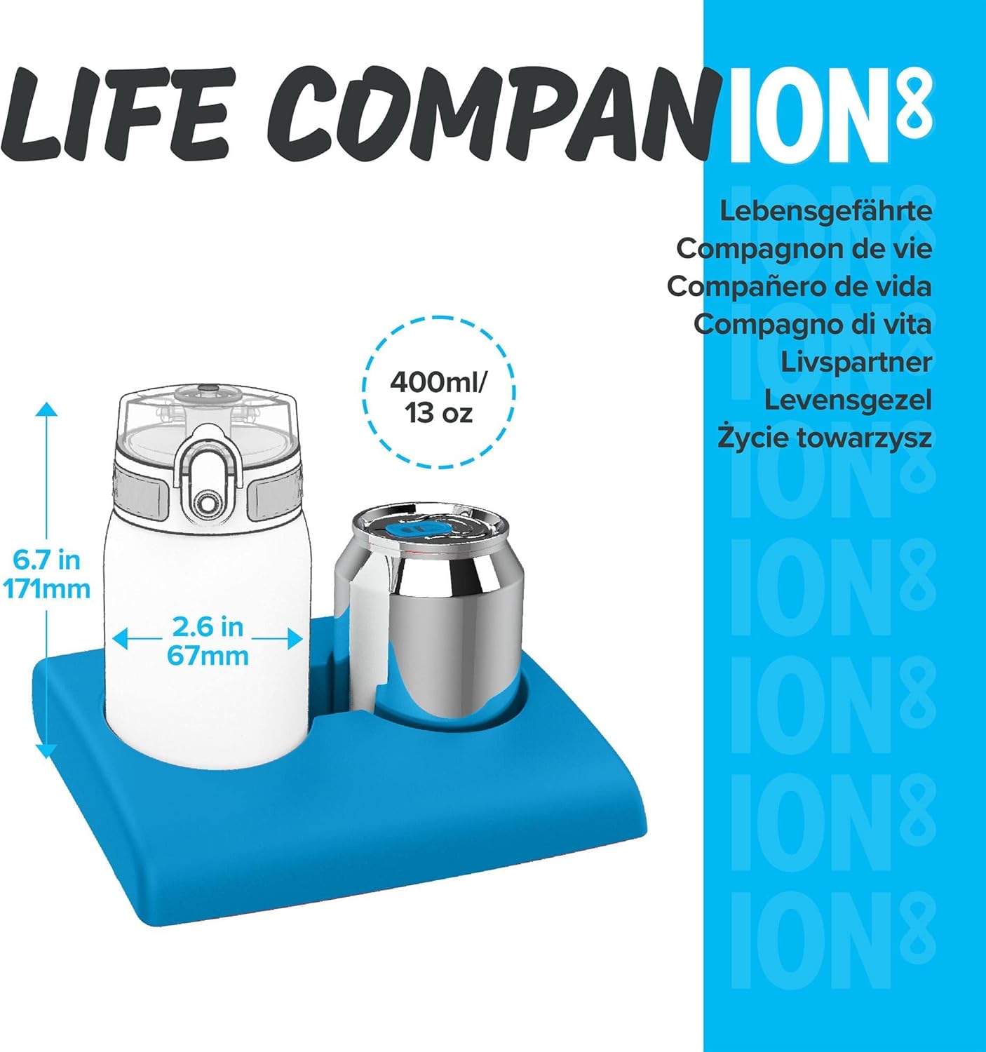Detalle de ION8 Lightweight Steel Kids Water Bottle 400ml/13oz – Leakproof & Dishwasher Safe