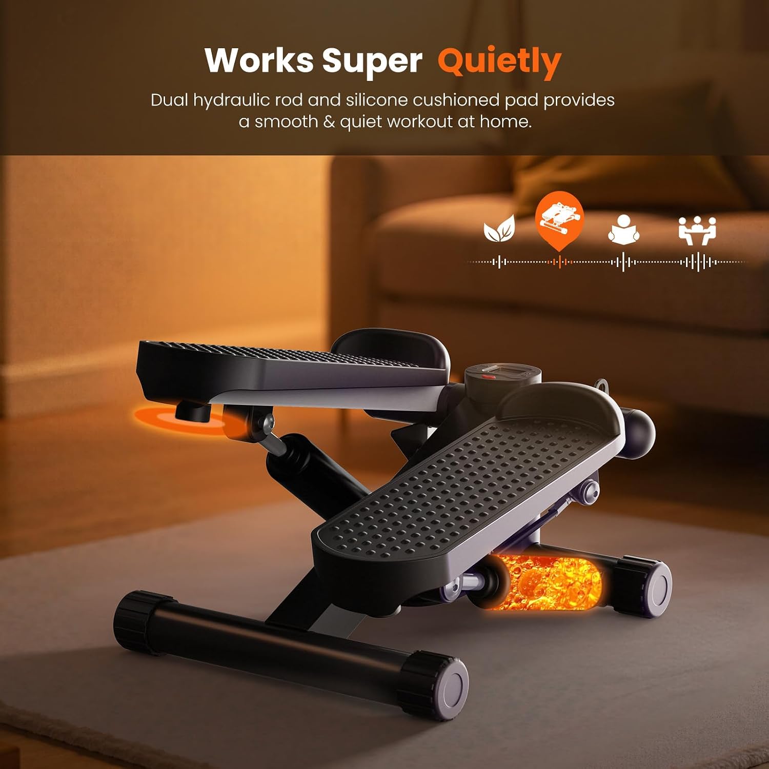 Detalle 1 de Sweetcrispy CATBJ-J01-V2-BK Mini Stair Stepper with Resistance Bands, 117 kg Capacity