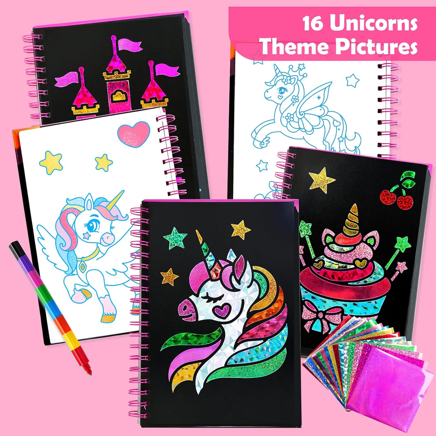 Thumbnail 6 de FUNNYB&G Foil Art Kinder Kunst- & Bastelaktivität (Einhorn) – schmutzfreie DIY-Aufkleber als Reisespielzeug