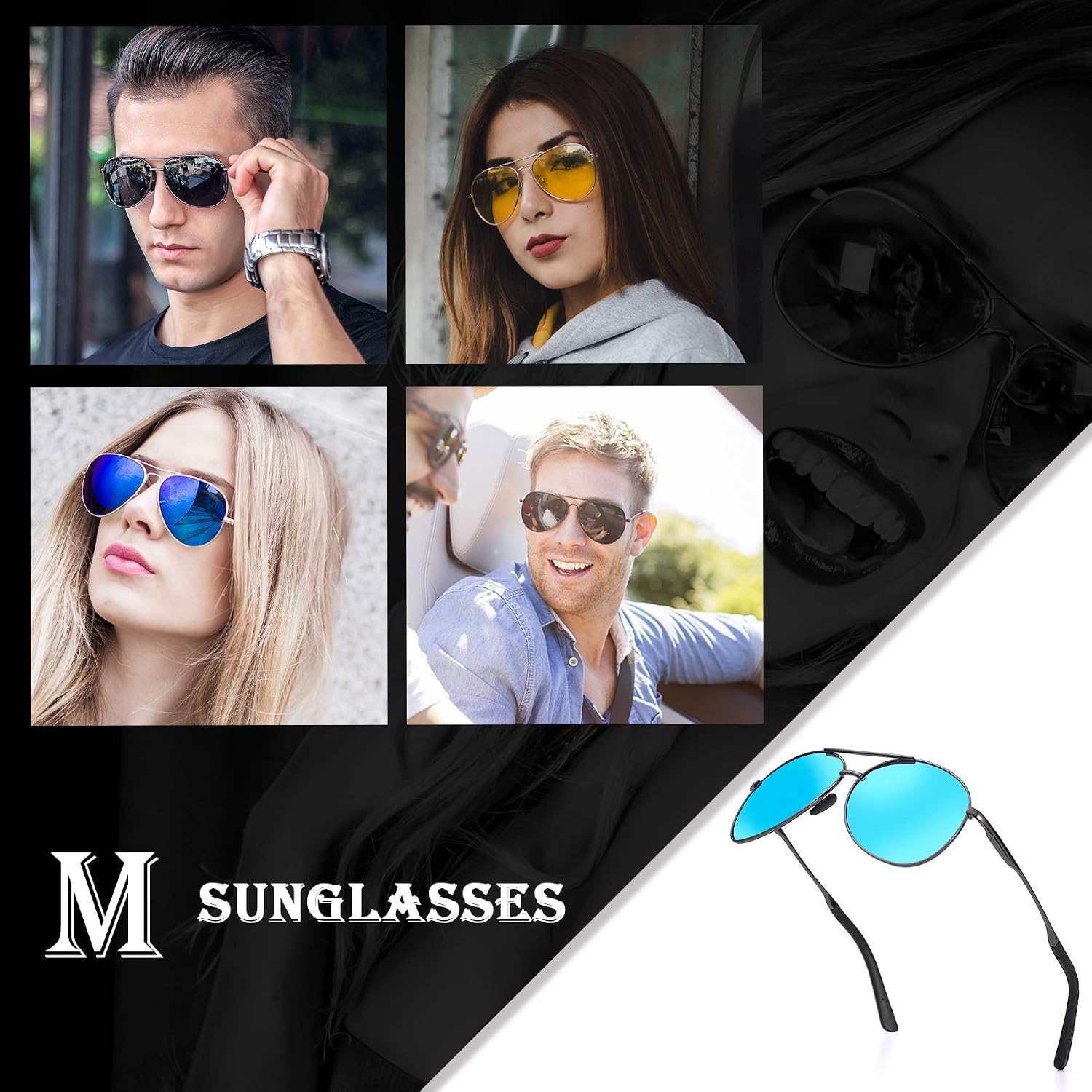 Thumbnail 2 de MXNXEU Sonnenbrille für Herren Fahrerbrille polarisiert (UV400) – schwarz, Outdoor Vintage Stil