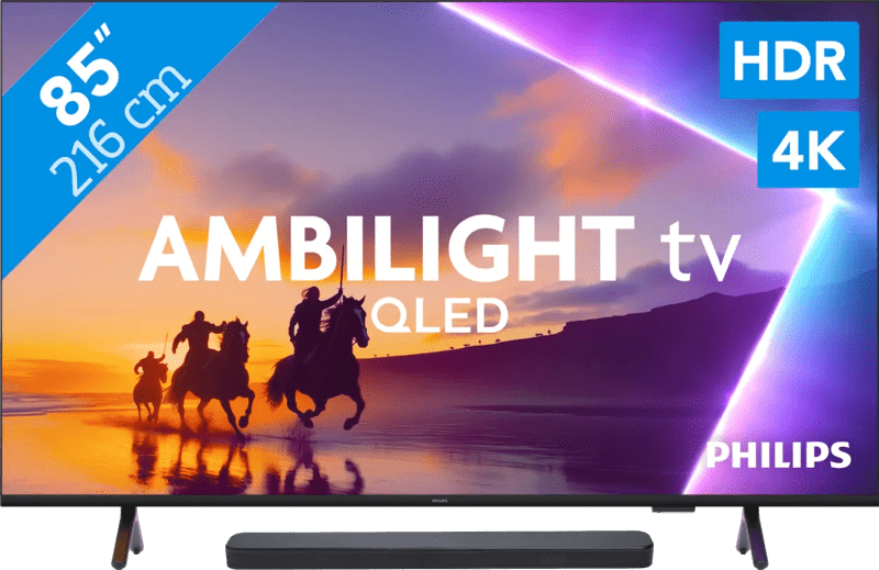Detalle de Philips Ambilight 85 Zoll PUS8500 QLED 4K (2025) Set mit JBL Bar 300 M2 Schwarz