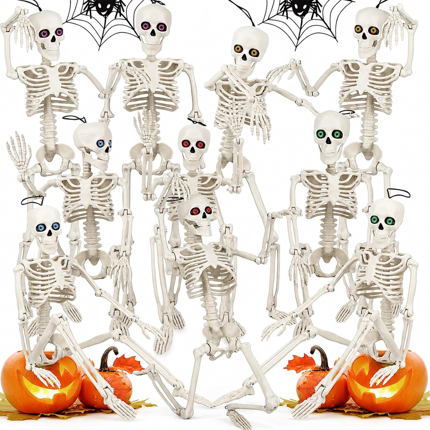 Detalle de daboot 10-Pack Halloween Skeleton Decor, 16-Inch Plastic Figures with Movable Joints
