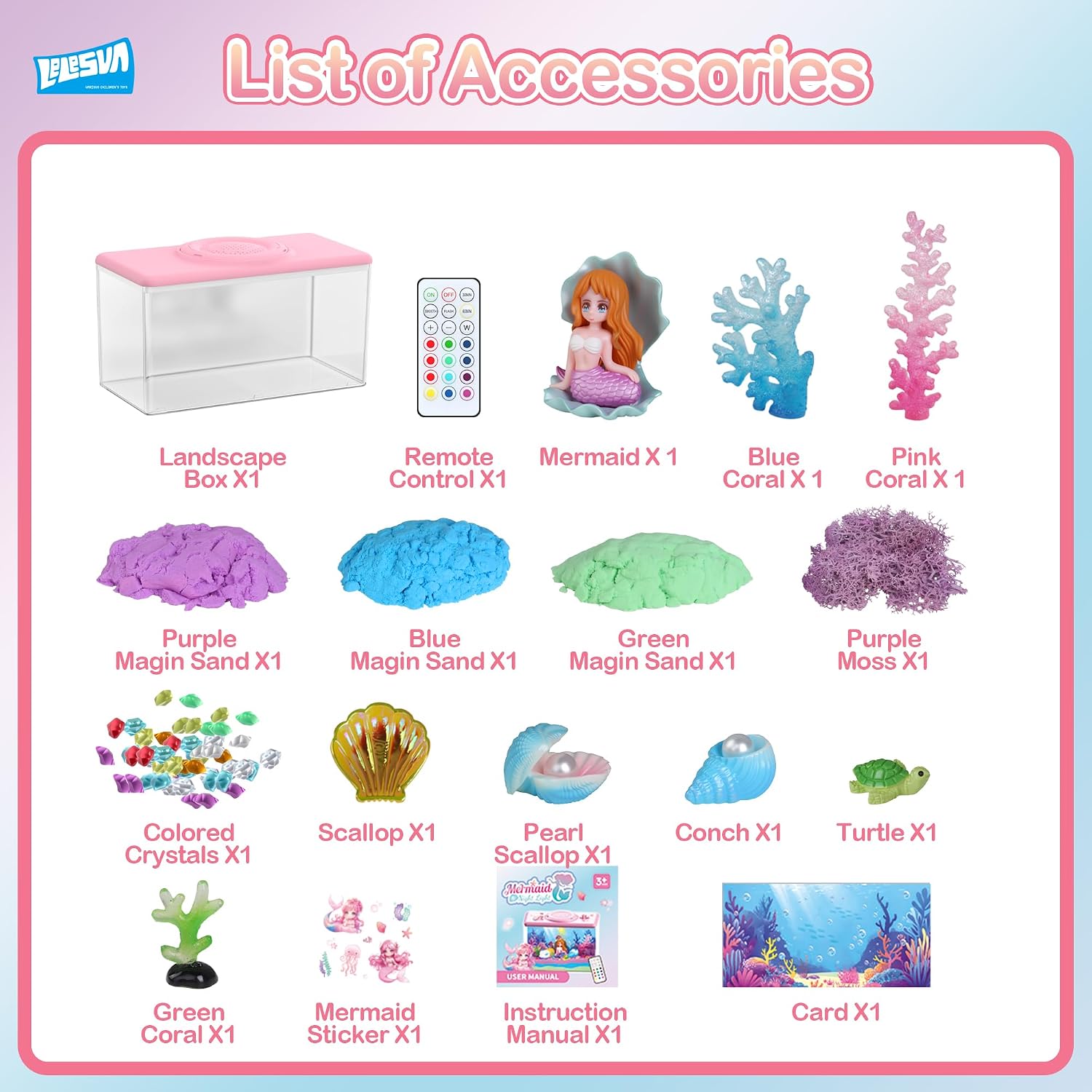 Thumbnail 6 de Mermaid Terrarium Craft Kit for Kids: DIY Arts & Crafts with LED Night Light and Remote