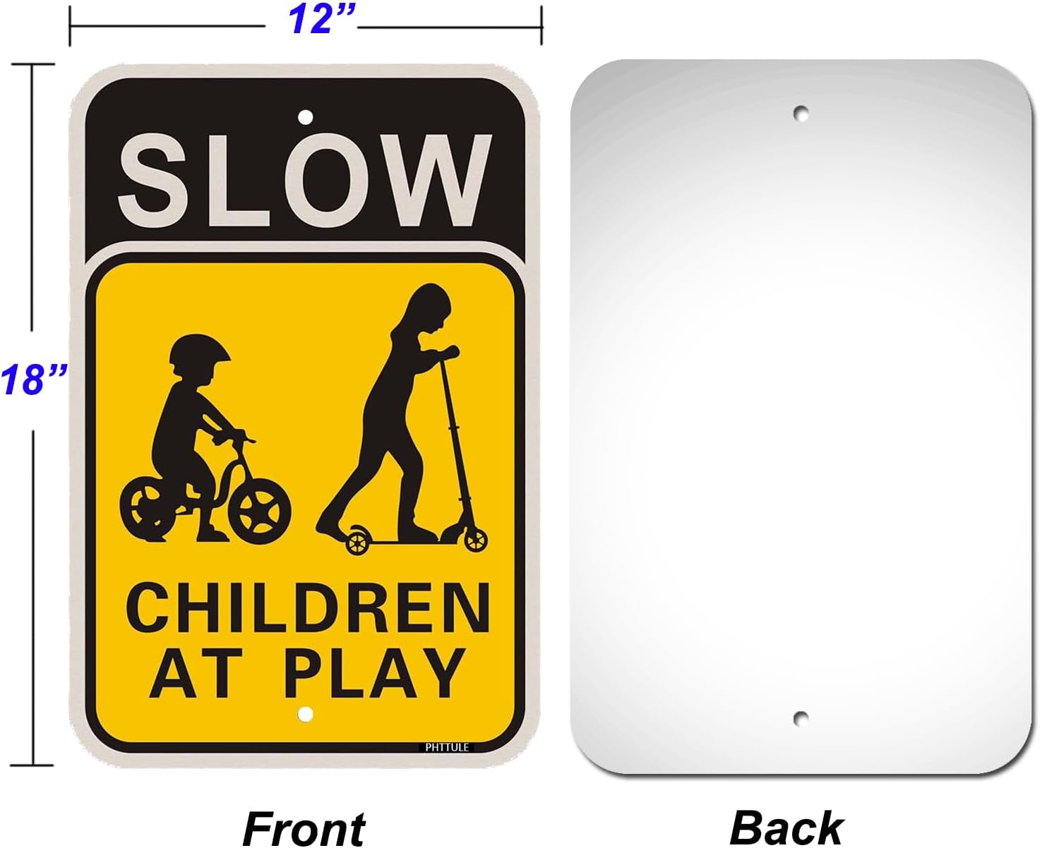 Detalle 2 de PHTTULE Children at Play Slow Down Signs, 2-Pack, 18 x 12-Inch Aluminum