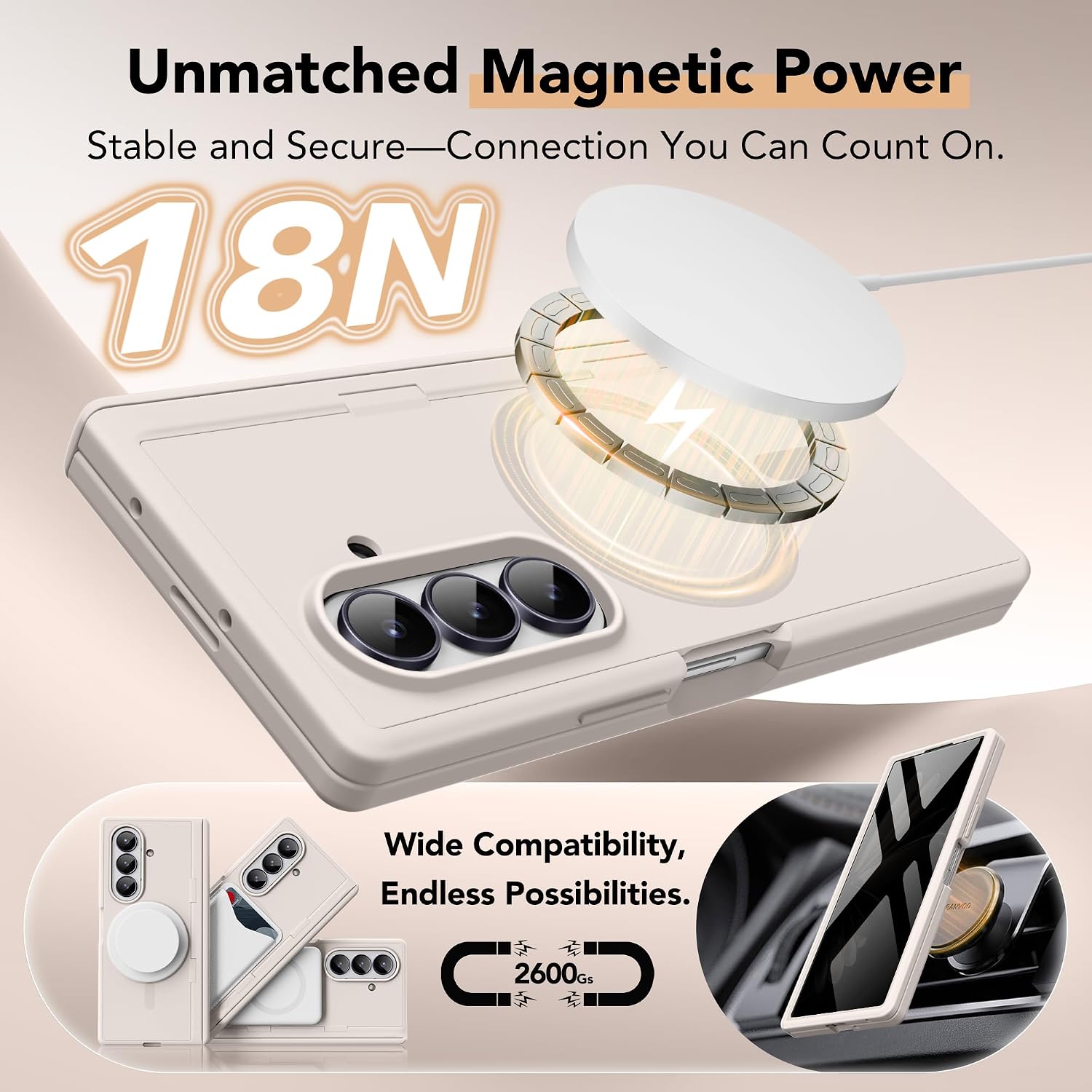 Thumbnail 4 de Magnetic for Samsung Galaxy Z Fold 7 Case with Privacy Shield, Liquid Silicone, Built-in Kickstand & Full Body Hinge Protection