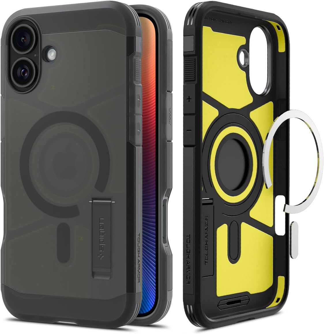 Detalle de Spigen Tough Armor (AI) MagFit pour iPhone 16 6,1 pouces – Frost Noir