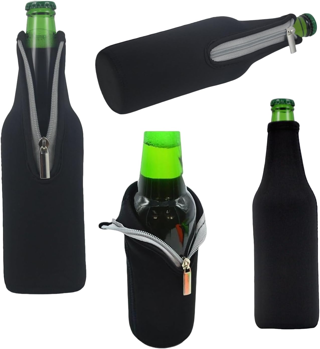 Detalle de AF-WAN Bierflasche Sleeve Keep – isolierender Neopren-Hülle-Set, 6er-Pack (3 Schwarz + 3 Orange), 550 ml