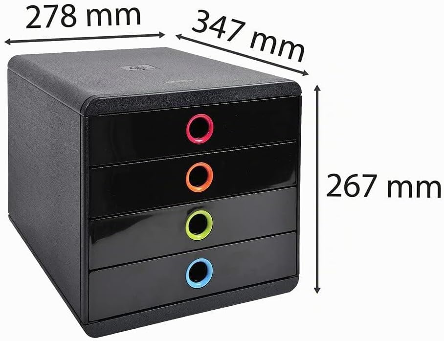 Thumbnail 2 de Exacompta POP-BOX 314498D – Caisson 4 tiroirs fermés pour documents A4/A4+ (Noir et motif arlequin)
