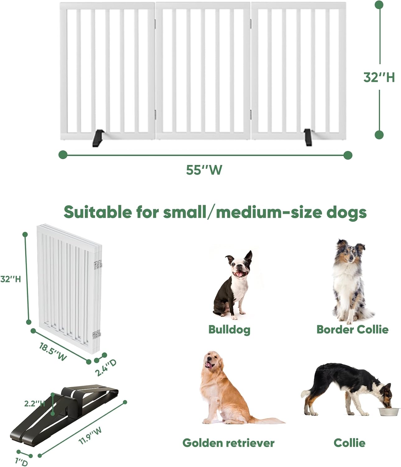 Detalle 2 de Algherohein Tall Foldable Dog Gate 3‑panel
