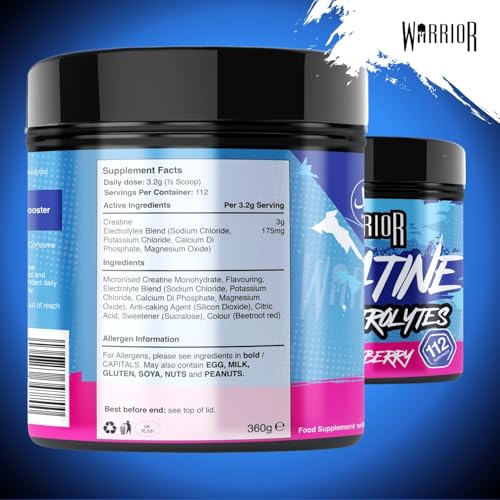 Detalle de Warrior Creatina + Electrolitos Polvo 360 g – Mix de Frutos del Bosque