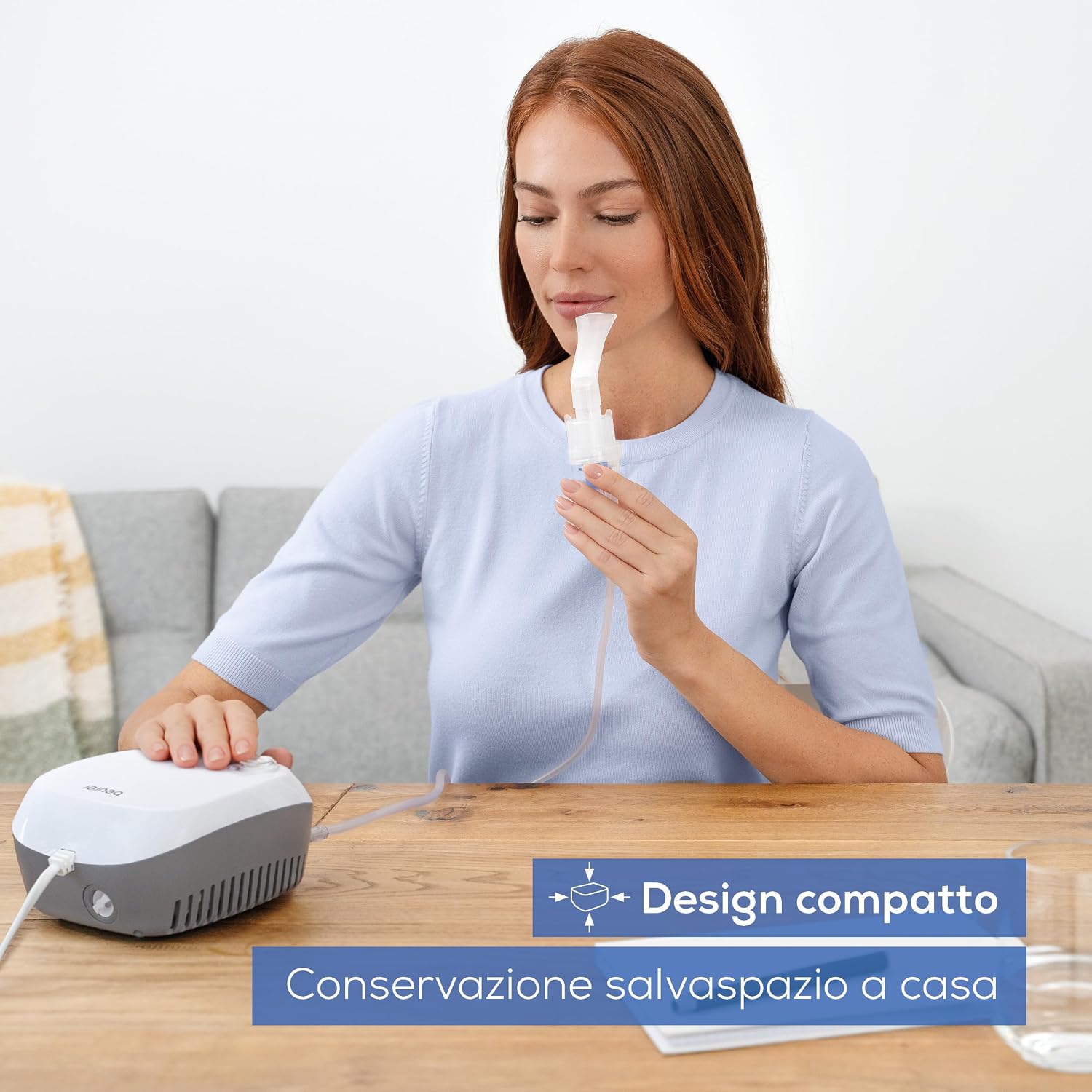 Detalle de Beurer IH 18 Aerosol ad aria compressa con compressore CC – kit completo 8 pezzi