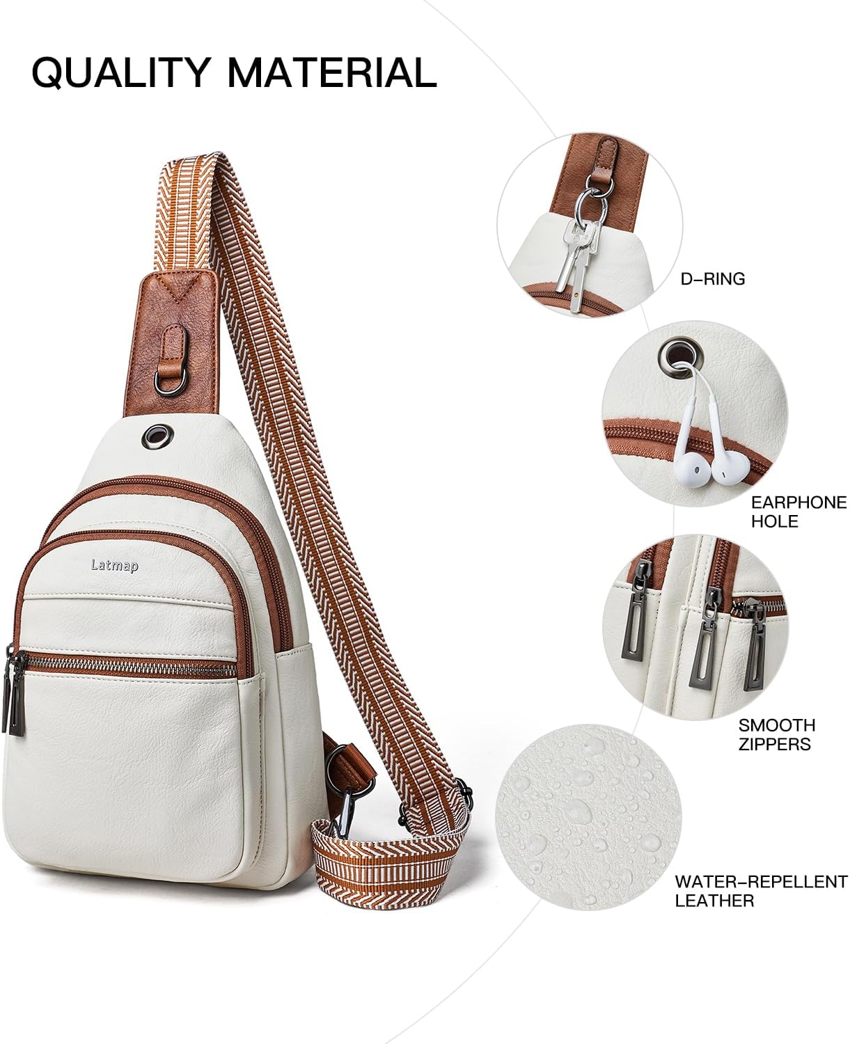 Thumbnail 5 de LATMAP Sling Bag For Women and Men – Leather Small Backpack and Crossbody Pack
