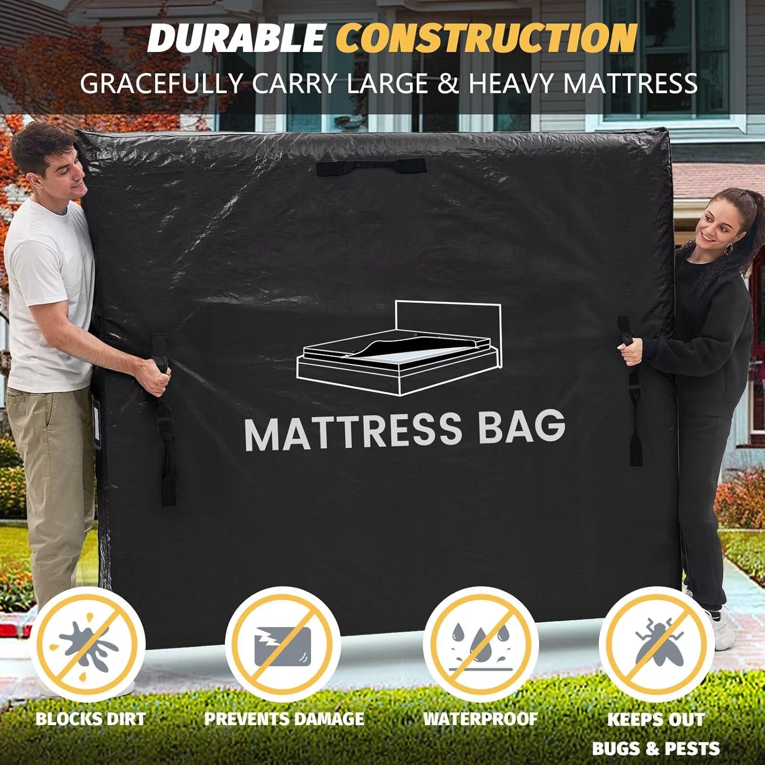 Thumbnail 2 de BETU Queen Mattress Bags for Moving and Storage — Waterproof, 8-Handle, Reusable 82x62x13.5 Inches