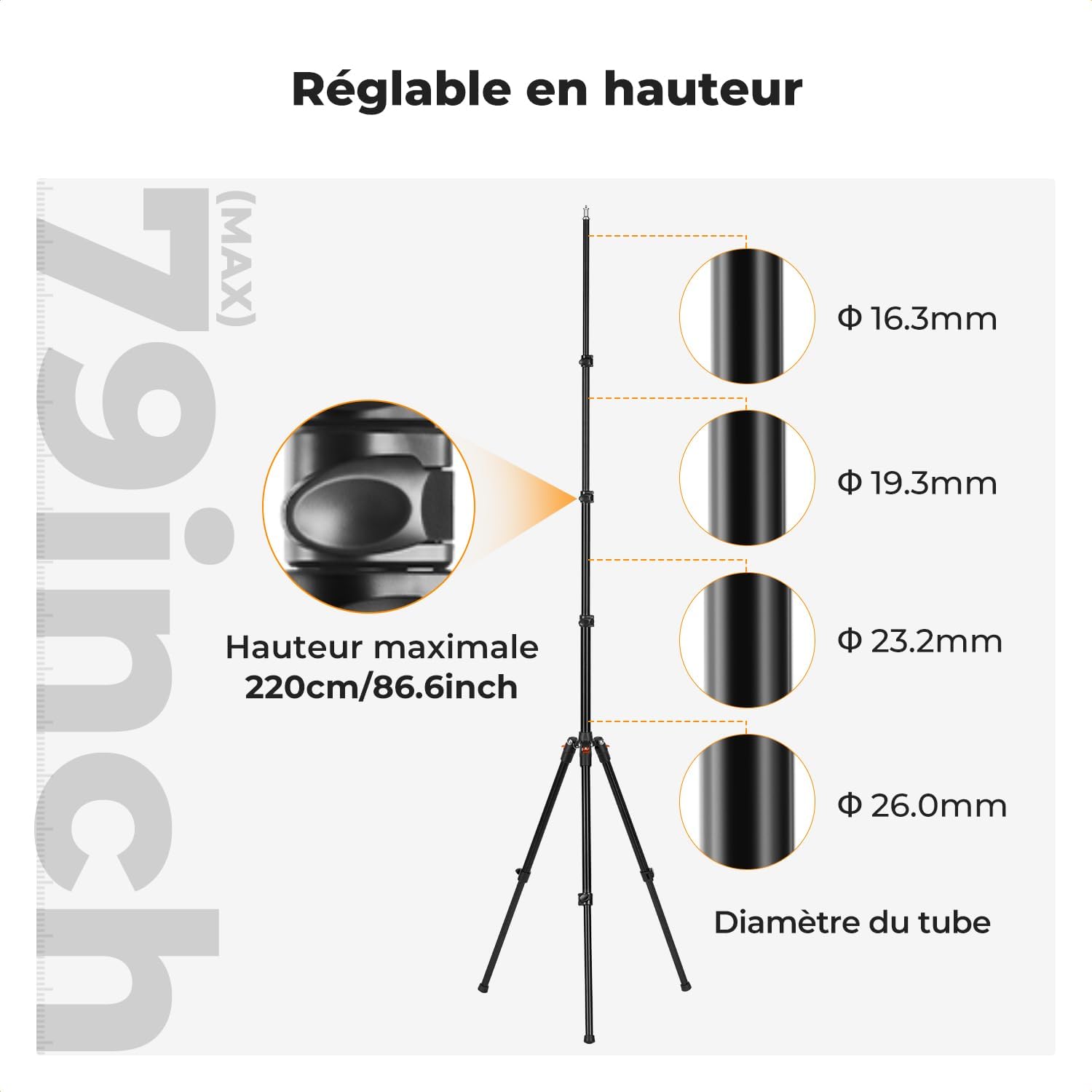 Thumbnail 6 de K&F CONCEPT Trépied d'éclairage 200 cm