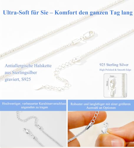 Thumbnail 3 de Avotto 925 Chaîne Argent Femme – Collier en argent sterling 2 mm avec fermoir mousqueton amélioré