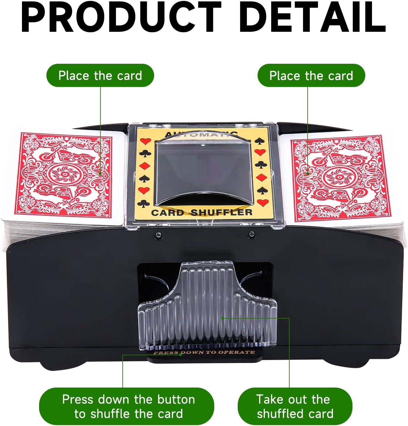 Detalle de Unniweei Automatic Card Shuffler (Battery-Operated Electric Shuffler) for Poker, UNO, Phase 10, Blackjack