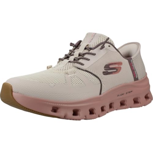 Detalle de Skechers Damen Glide-Step Pro Slip-In Sneaker – Taupe Mesh/Multi Trim, 39.5 EU