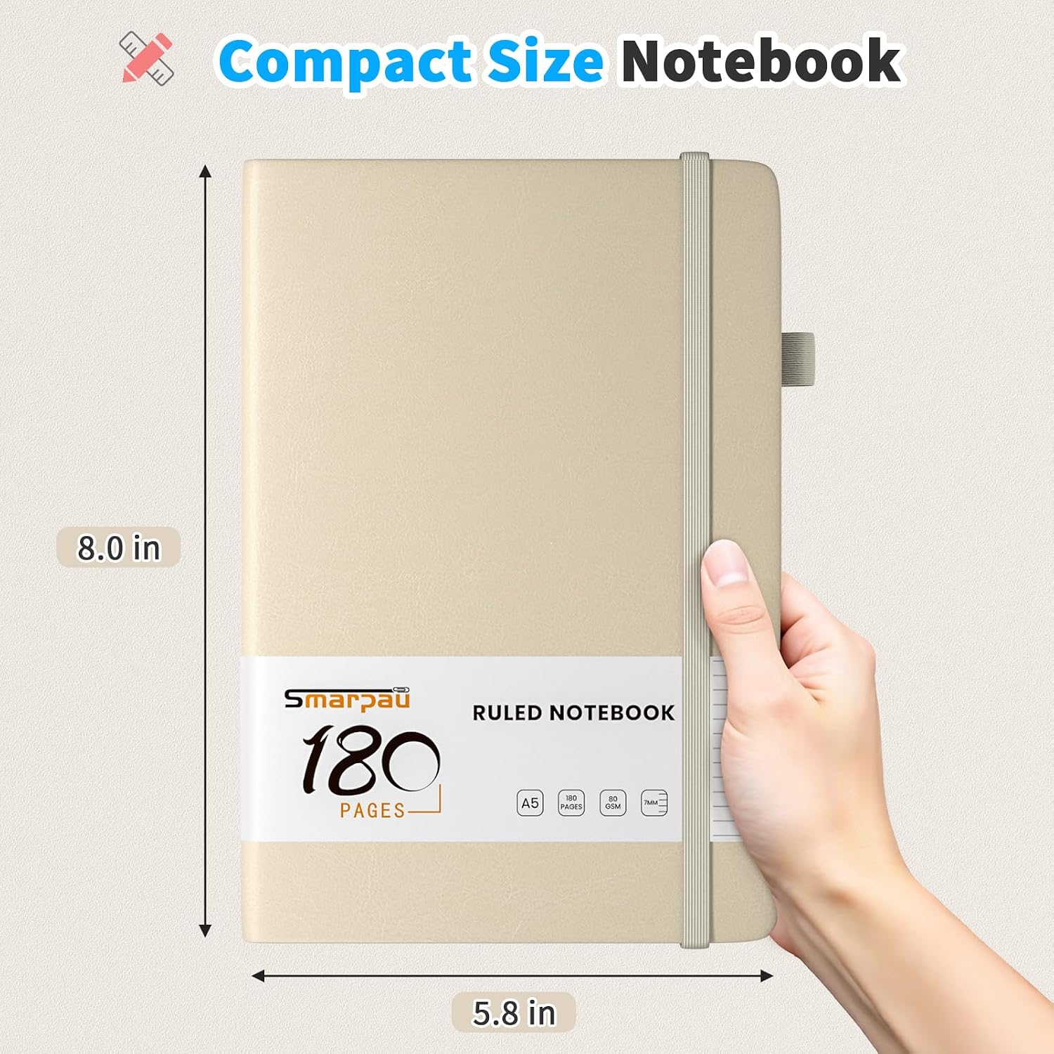 Detalle 2 de Notizbuch A5 Lined Journal 14,5 x 21 cm Beige