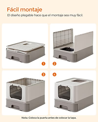 Thumbnail 5 de Feandrea Arenero para Gatos PPT001G01: caja de arena con bandeja deslizante y entrada versátil para gatos grandes
