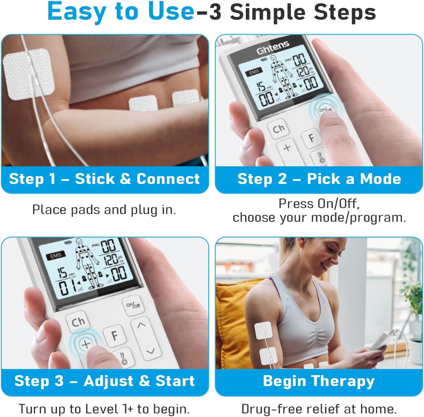 Thumbnail 5 de GHTENS Rechargeable TENS Machine 80 programmes