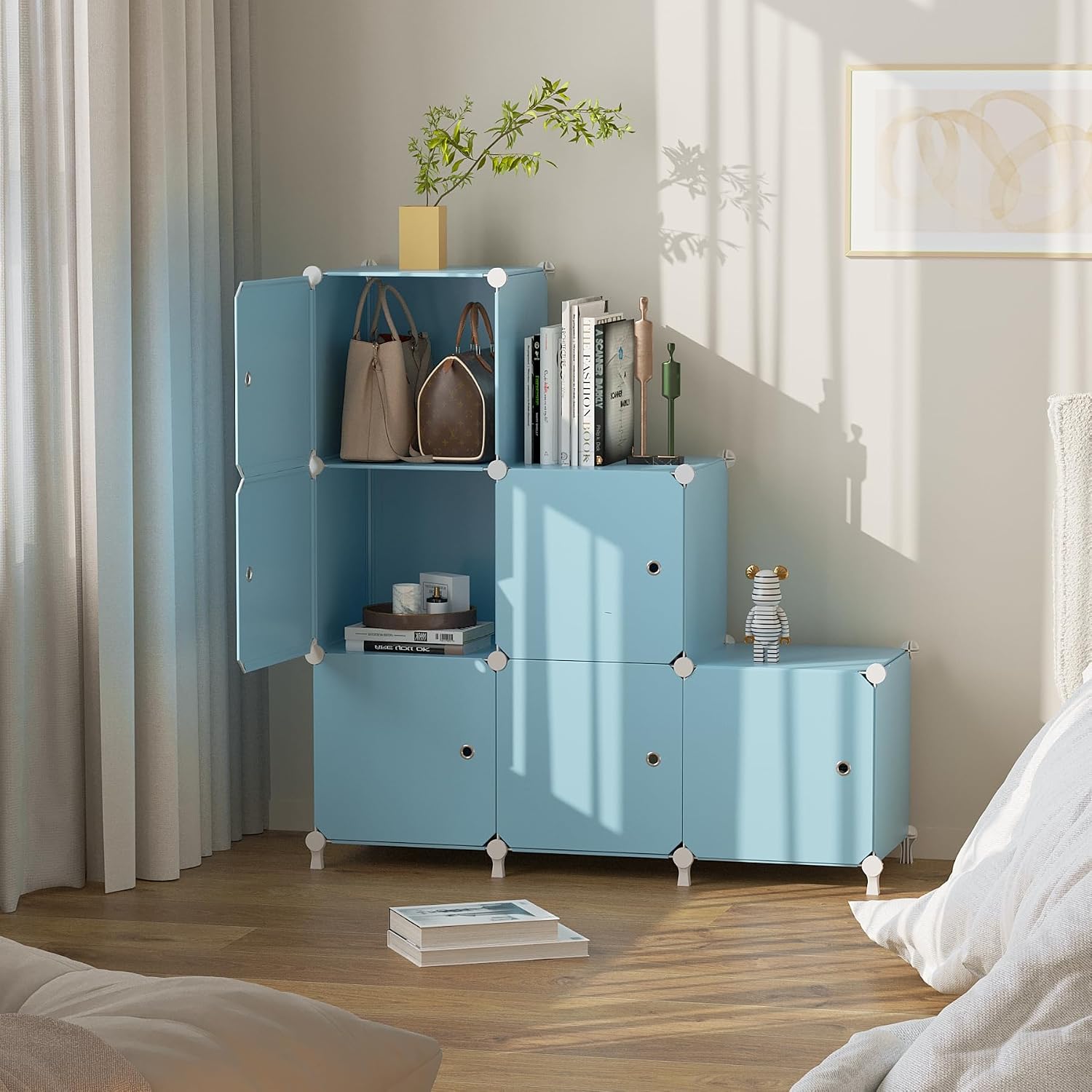 Detalle 2 de ATTDETJL 6-Cube Storage Unit with Doors (ATTSL6001) – Black 30x30x30cm compartments