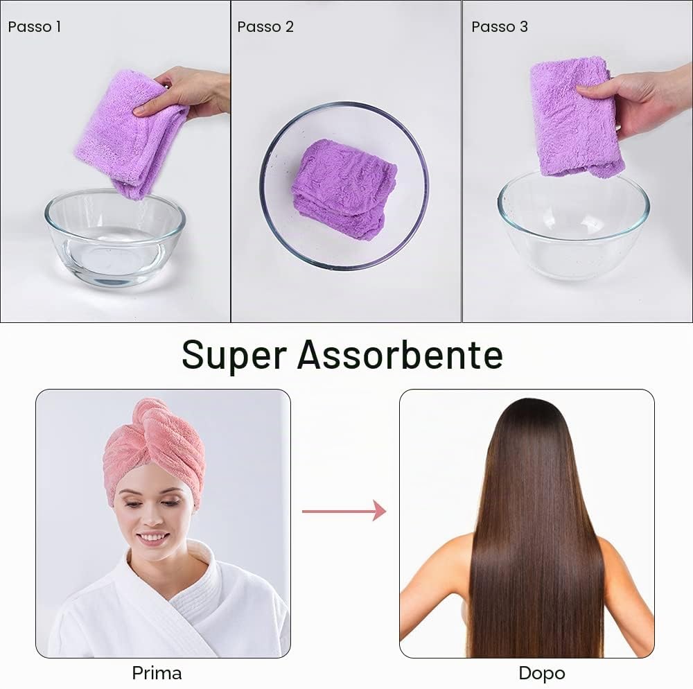 Thumbnail 3 de URAQT Asciugamano Per Capelli, 3 Pcs: turbante in microfibra per asciugatura rapida e protezione capelli