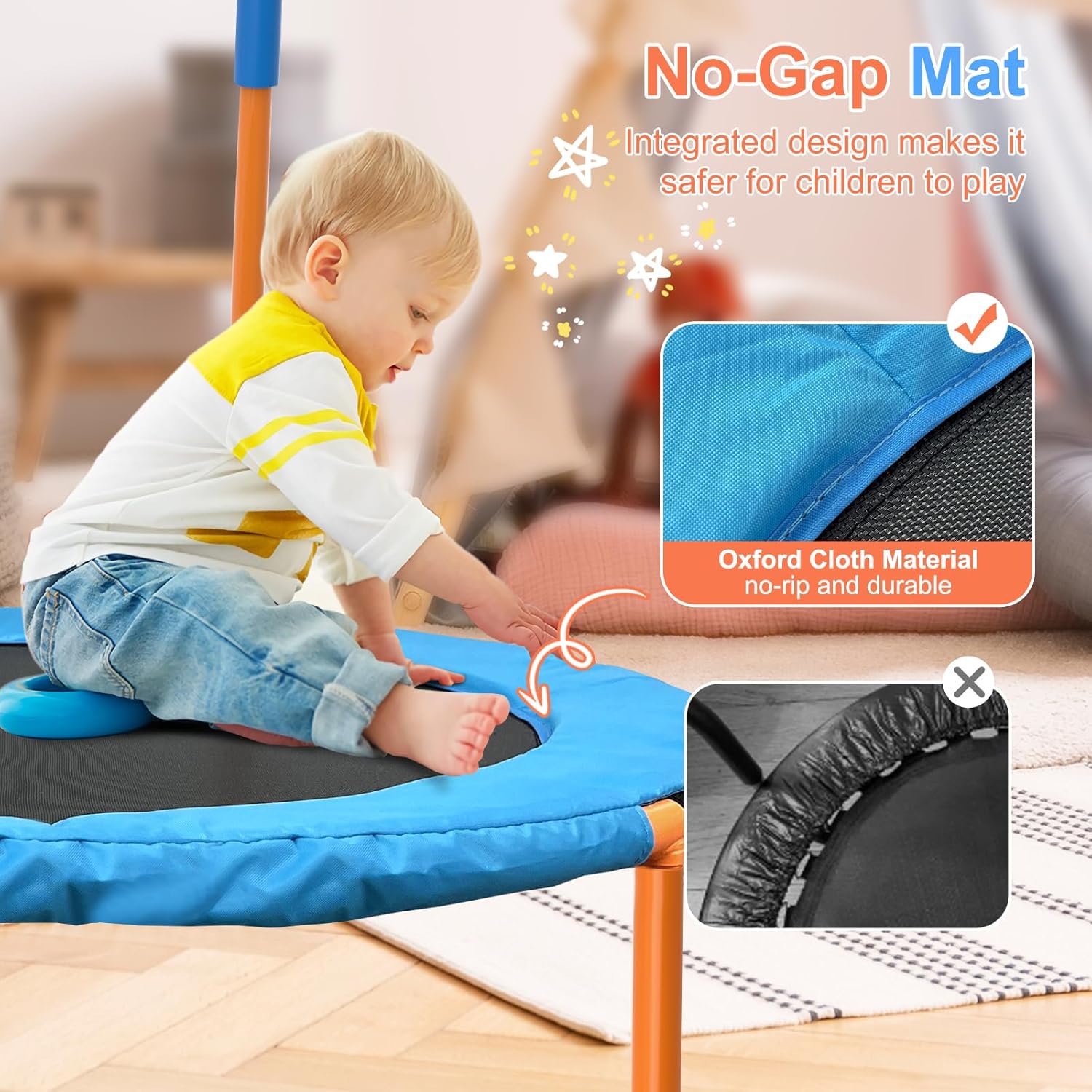 Detalle de ATIVAFIT 36'' Foldable Rebounder Trampoline with Big Handle and Safety Pad for Toddlers and Kids