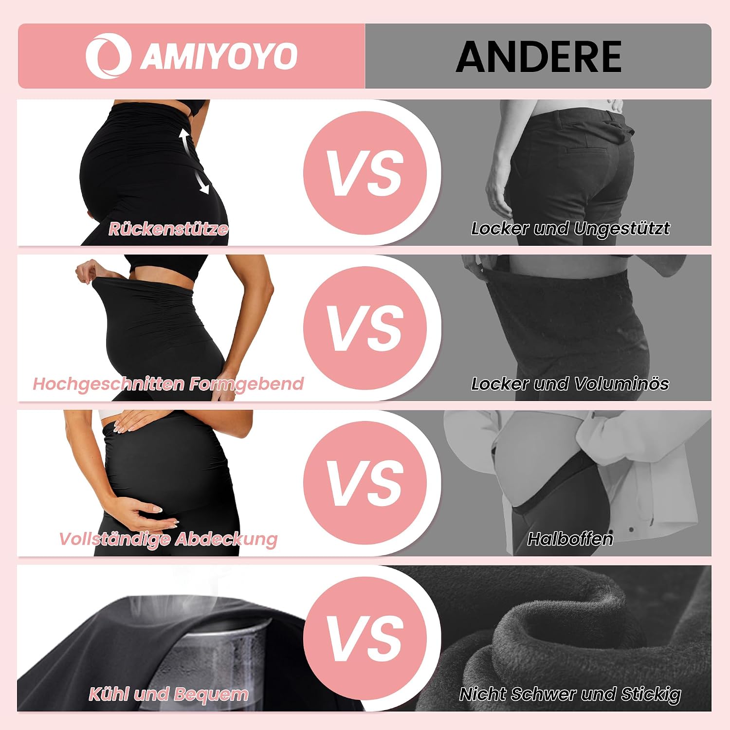 Thumbnail 3 de AMIYOYO Damen High-Waist Schwangerschaftslegging mit Blickdichte