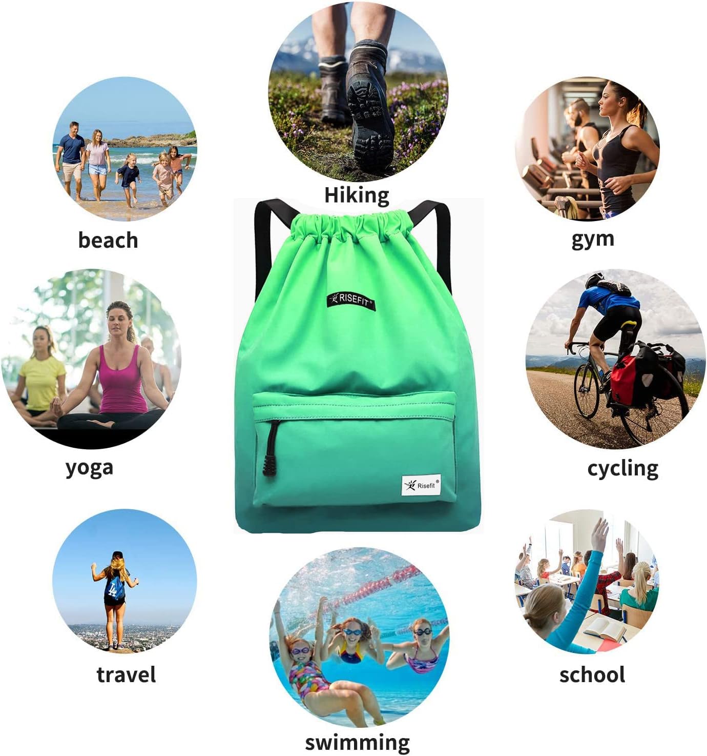 Thumbnail 6 de Risefit Waterproof Swimming Bags Drawstring Gym Bags (PE) for Adults & Kids