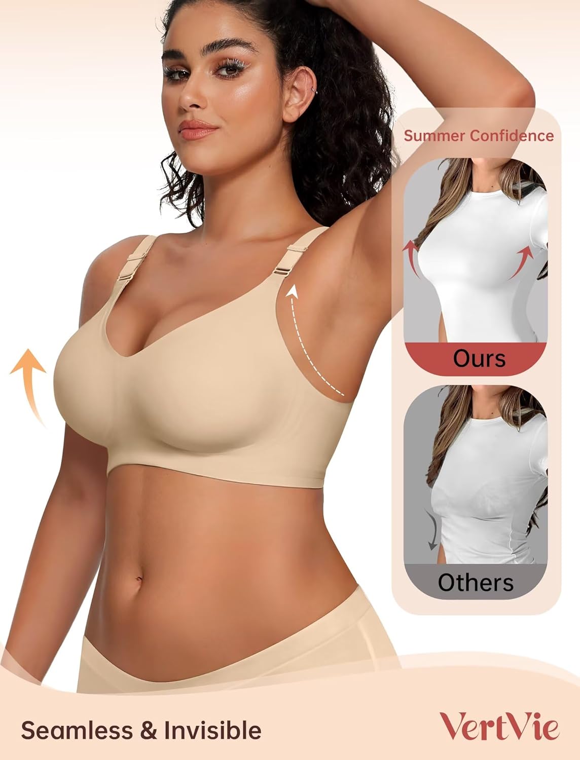 Detalle de Vertvie Wireless Push-Up Bra full coverage